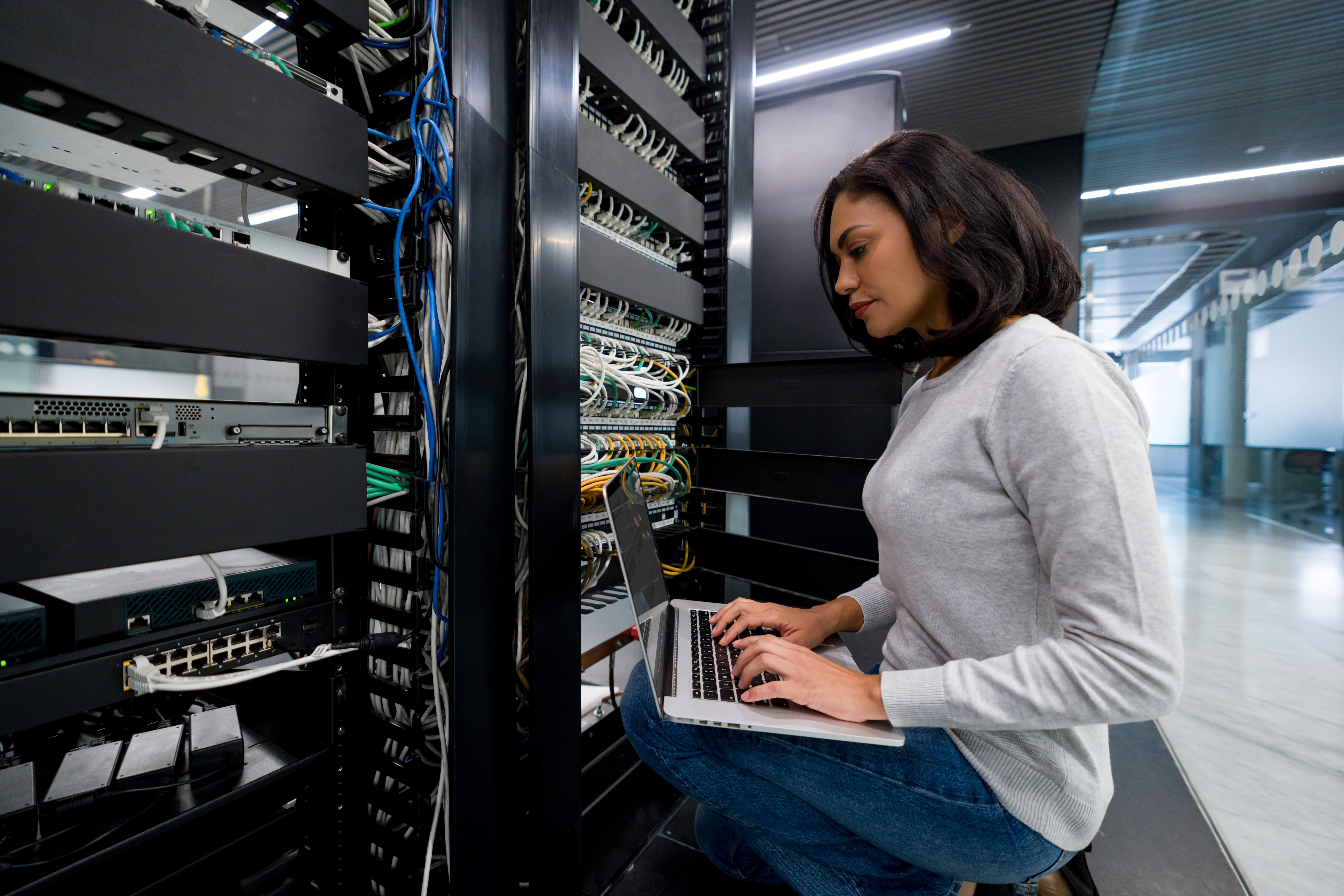 lady working with servers